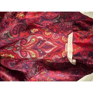 Victorias Secret Red Paisley Satin Pajama Set Long Sleeve Button Up Pants XS